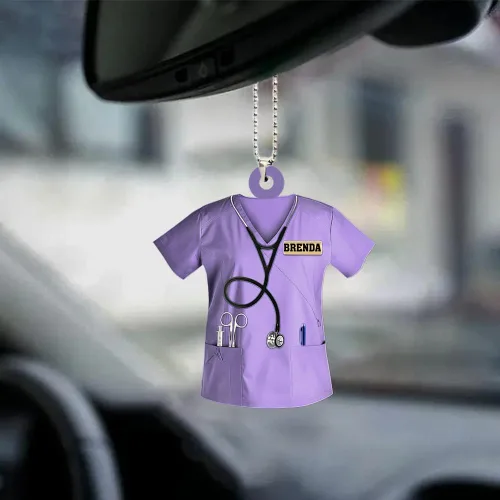 Vista 4 de Adorno colgante personalizado de enfermera publicado para regalos para ella - Adorno colgante para árbol de Navidad, regalo personalizado