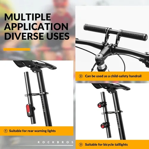 Vista 4 de ROCKBROS Extensor de manillar de bicicleta, soporte doble para manillar de bicicleta, extensión de manillar de bicicleta, ligero y duradero