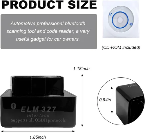 Vista 2 de KVAEY OBDII - Escáner de diagnóstico automático para automóvil, herramienta de escaneo Bluetooth automotriz ELM327 y lector de código, lector