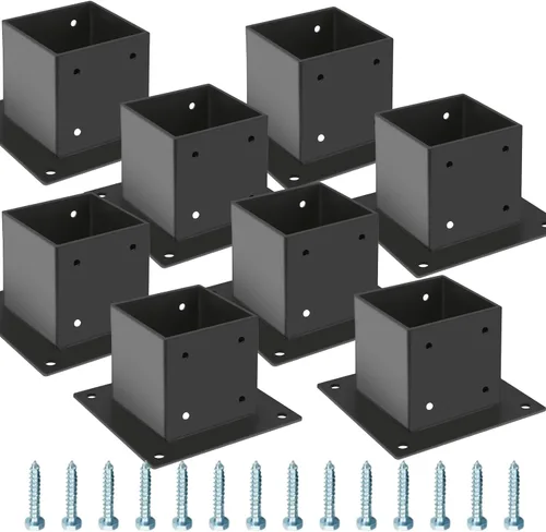 Vista 9 de Base de Poste 4×4, Soportes de Poste de Terraza, Tamaño Interior 3.5"×3.5", Base de Anclaje de Poste de Valla de Acero Grueso, Metal Negro