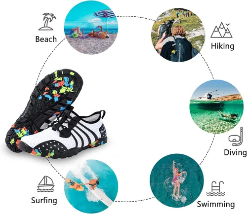Vista 8 de Zapatillas para el agua hiitave para hombre y mujer, de secado rápido, zapatillas tipo calcetín estilo barefoot, para surf, caminar por el río