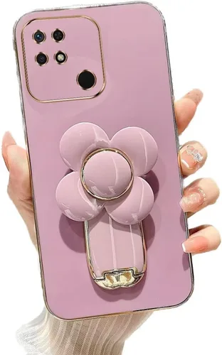 Vista 79 de Miagon - Funda con soporte para Xiaomi Redmi A1, galvanizado suave TPU protector delgado a prueba de golpes con molinete giratorio soporte de flores