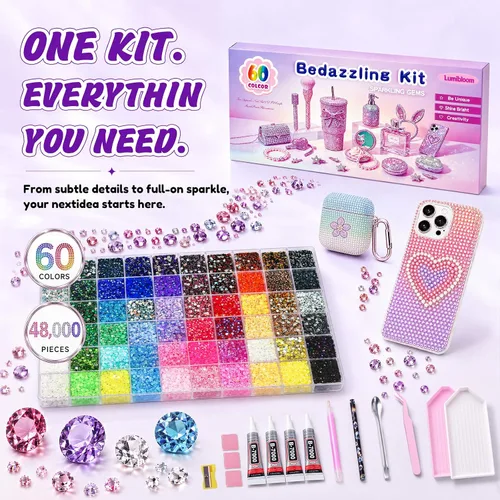 Vista 2 de Kit deslumbrante de 60 colores, 48000 piezas de diamantes de imitación