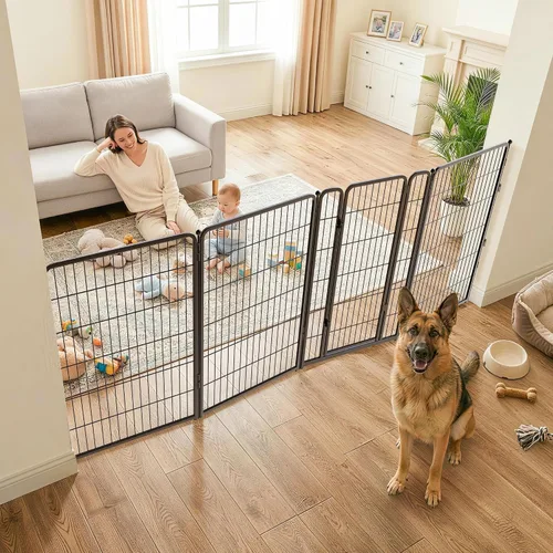Vista 42 de FXW - Puerta para perro, extra ancha ajustable para aberturas de hasta 46 pulgadas, 24 pulgadas de alto Negro