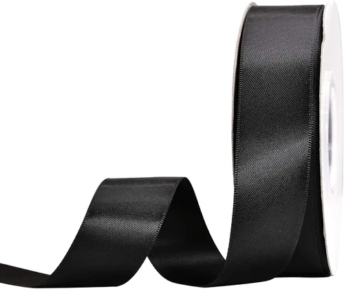 Vista 157 de YAMA Cinta de satén de doble cara, 1 1/2 pulgadas, 25 yardas para envolver regalos, color negro