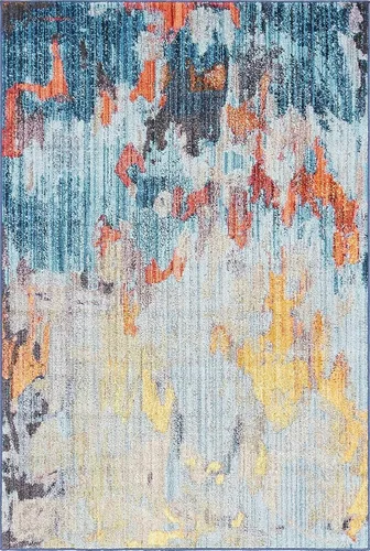 Vista 8 de Unique Loom Downtown Collection Abstract, tonos pastel, alfombra ecléctica de área, 2' 2" x 6' 0", Multi/Azul claro