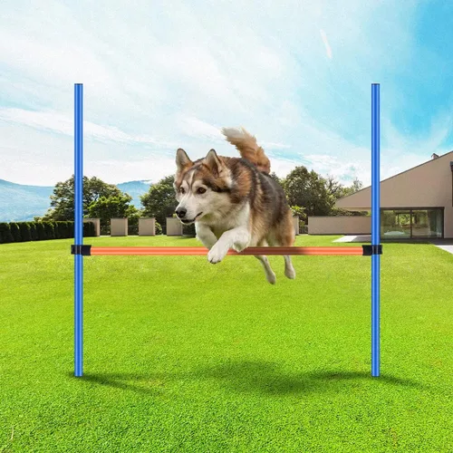 Vista 2 de PAWISE Equipo de entrenamiento de agilidad para perros, juego de obstáculos de entrenamiento de mascotas y bastones de tejido con barra de salto