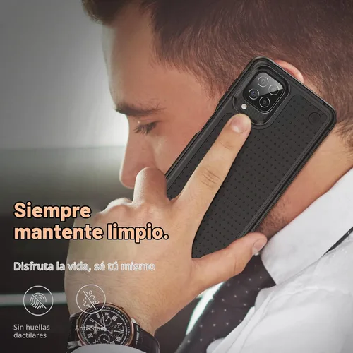 Vista 6 de Jeylly Funda compatible con Samsung Galaxy A12, Samsung Galaxy A12 con protector de pantalla de vidrio templado, protección contra caídas de grado A