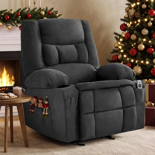 Vista 18 de Rocker - Silla reclinable con masaje y calor, silla reclinable para adultos Beige