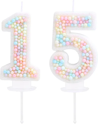 Vista 11 de Vela de Cumpleaños Número 0 Macarrón con Purpurina 3D Número 0 Vela Adorno para Pastel para Cumpleaños Boda Aniversario Fiesta Temática Dulce Pastel