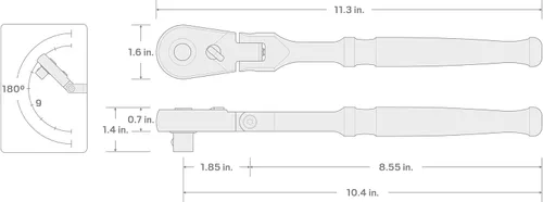 Vista 7 de TEKTON Trinquete de liberación rápida con cabeza flexible de 1/2 pulgadas x 10-1/2 pulgadas SRH31210
