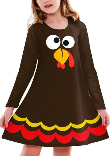 Vista 44 de Deerose Vestido de manga larga para niñas del día de San Patricio Mardi Gras, de 3 a 14 años Navidad café