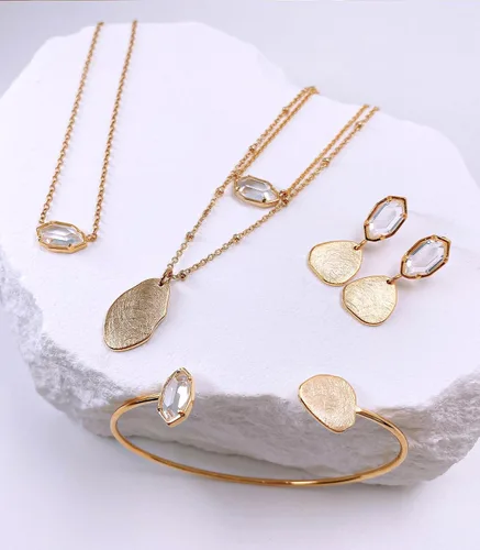 Vista 65 de OZEL - Pulseras para mujer, chapados en oro real de 18 quilates, pulseras de oro de cristal colorido para regalos