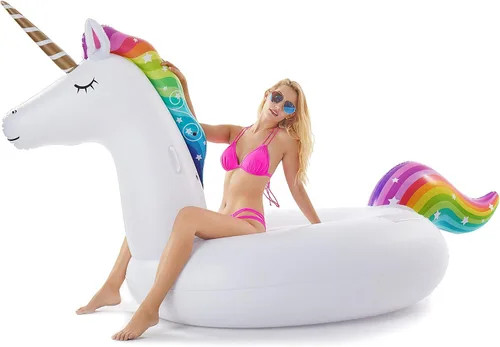 Vista 2 de Jasonwell Flotador inflable gigante de unicornio para piscina con válvulas rápidas y flotador inflable gigante de Pegaso de Jasonwell con válvulas