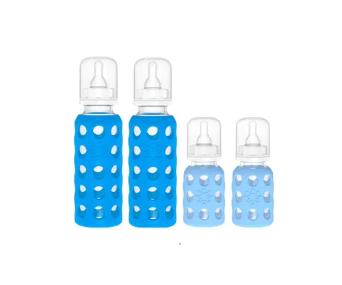 Vista 49 de Lifefactory Biberón de vidrio sin BPA Funda protectora de silicona Paquete de 2 de 4 onzas melón, plátano
