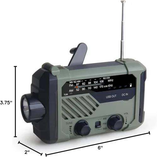 Vista 6 de Kaito Radio de emergencia XLN-290WB AM/FM NOAA Weather 5-Way Powered Solar Crank Radio Receptor con sirena, linterna LED, lámpara de lectura
