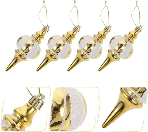 Vista 9 de Amosfun Adornos colgantes para árbol de Navidad, 4 piezas de colgantes de calabaza pintados, decoraciones de Navidad para árbol, mesa, chimenea