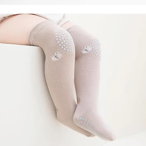 Vista 8 de Calcetines antideslizantes hasta la rodilla para bebés y niños pequeños, calcetines antideslizantes para recién nacidos, 5 pares