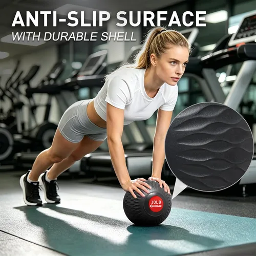 Vista 3 de Slam Ball 8-10 lb Medicine Ball Weighted Balls for Exercise and Workout, Strength, Cardio, Cross-Training and Core Workouts