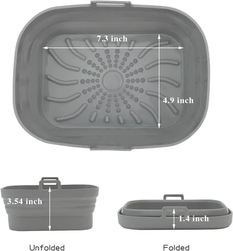 Vista 2 de Aichoof Forro rectangular para freidora de aire, olla redonda de silicona reutilizable, diseño de filtro de aceite antiadherente, tapete de cocina