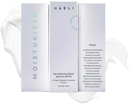 Vista 7 de NAELI Hidratante facial con SPF 30, crema antienvejecimiento de colágeno y péptidos, reduce las arrugas, hidratación ligera de la piel con ácido