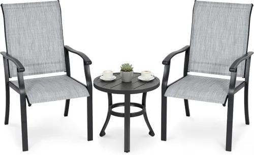Vista 10 de NUU GARDEN 3 Pieces Outdoor Patio Bistro Set with Coffee Table,Beige