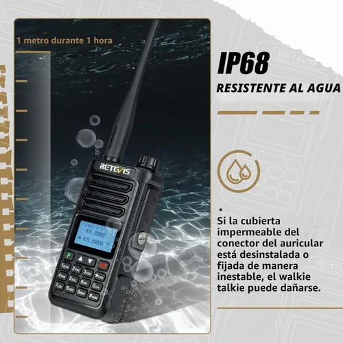 Vista 2 de Retevis RA89 Radio de mano Ham, radio de doble banda con micrófono