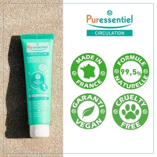 Vista 4 de Puressentiel Crema refrescante hidratante de circulación, aceites 100% puros y naturales, sin alcohol, apoya la circulación, proporciona alivio