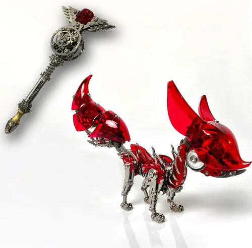 Vista 6 de Metalkitor Rompecabezas de metal 3D para adultos, varita mágica para Metalkitor Mantis gigante y modelo Big Fox, adorno Steampunk DIY - Rompecabezas