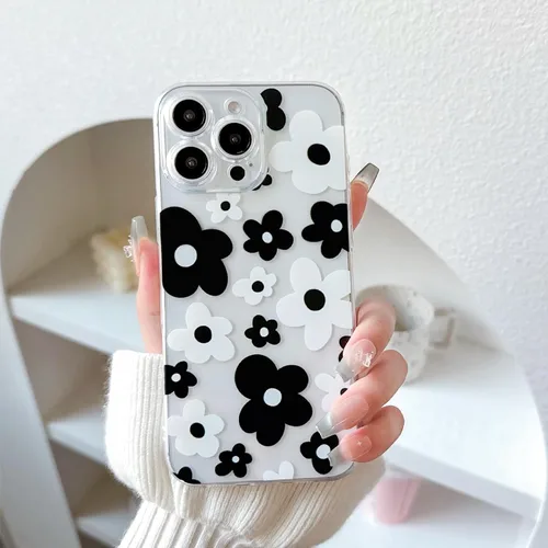 Vista 3 de Lovmooful Funda para iPhone 16 Pro, diseño floral transparente, flor negra