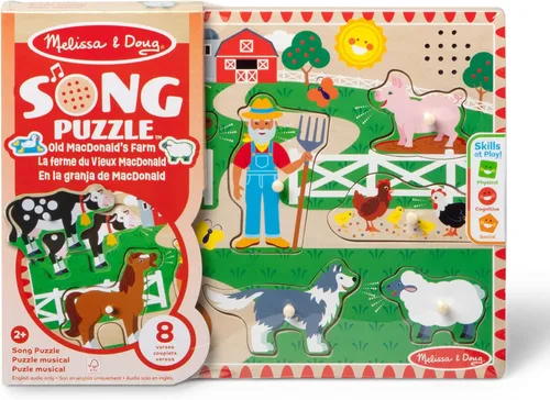 Vista 3 de Melissa & Doug - Rompecabezas con sonido (8 piezas), Granja de McDonald's, Multicolor