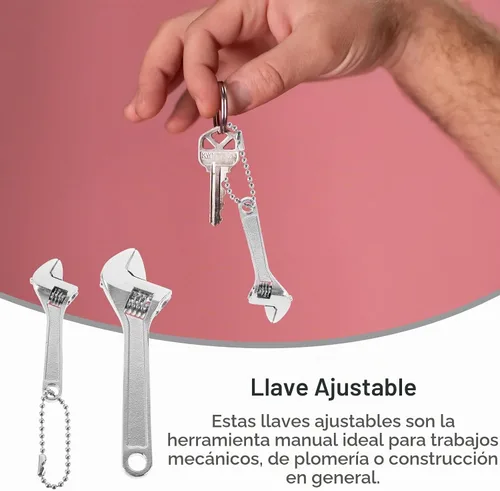Vista 5 de Mini llave ajustable de 4 pulgadas y 2.5 pulgadas, llave negra con herramienta de moleteado manual de cadena para mantenimiento de reparación