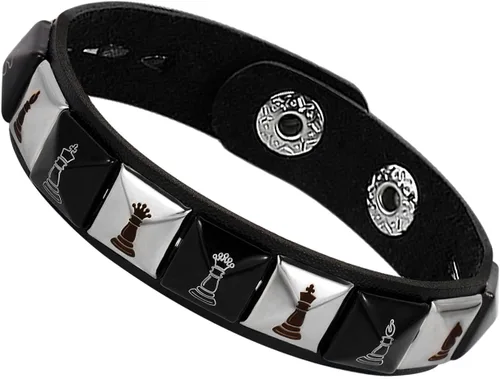 Vista 5 de MILAKOO Punk - Pulsera de piel sintética para hombre, con botón a presión, para mujer