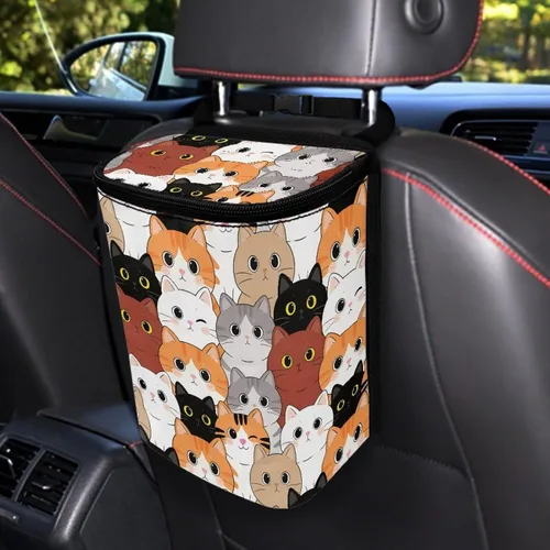 Vista 8 de Talayituse Cubo de basura portátil con estampado de camuflaje de bandera estadounidense, accesorios interiores de vehículos multifuncionales