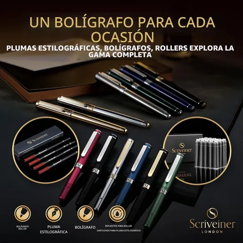 Vista 7 de Scriveiner Pluma Estilográfica EDC de Lujo (Mediana), Impresionante Pluma de Bolsillo Negra de Lujo, Chapado en Oro Real, Plumín Dorado Schmidt 1.