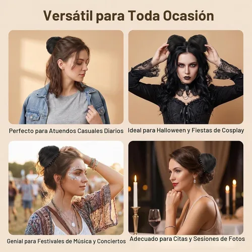 Vista 7 de Orejas de gato con clip de pinza de moño en moño espacial, extensiones de cabello con orejas de gato, accesorio de peluca, extensiones de cola
