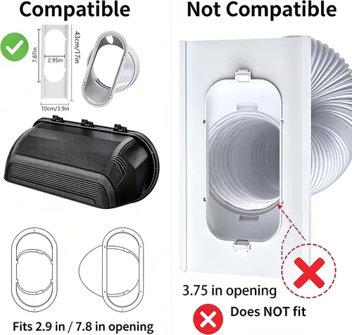 Vista 5 de Ventilación de lluvia portátil para aire acondicionado compatible con LG, cubierta de sello de ventana para manguera de escape de CA, protector Negro