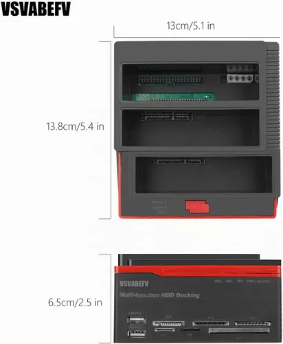 Vista 9 de IDE - Estación de acoplamiento para disco duro, lector de muelle de disco duro, caja de disco duro externo de 2.5 y 3.5 pulgadas, lector de tarjetas