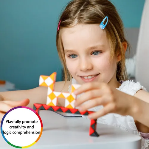 Vista 5 de CUBIDI® Cubo mágico de serpiente Juguete antiestrés de serpiente para niños Juguetes de viaje para niños de 4 a 8 años Gran regalo para niños