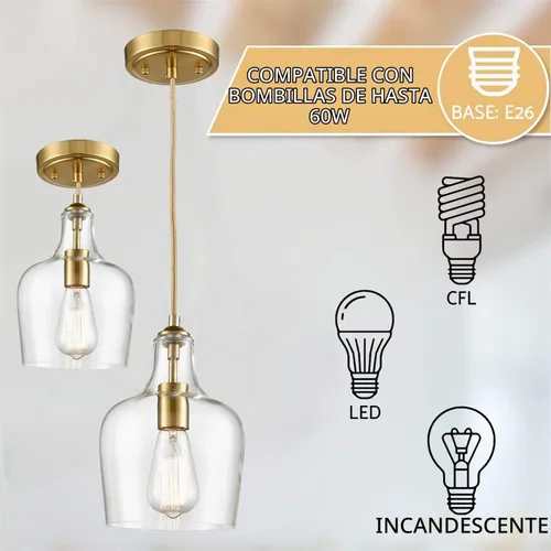 Vista 8 de HYDELITE Lámparas colgantes modernas de oro cepillado de cristal