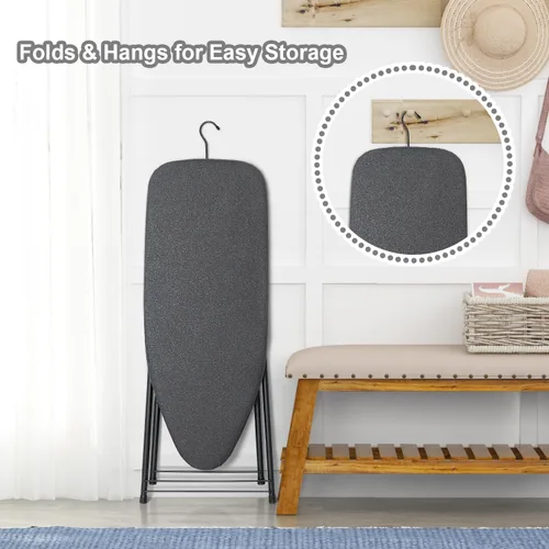 Vista 4 de Duwee Tabla de planchar pequeña de 13 x 35 pulgadas con cubierta resistente al calor, tabla de planchar compacta plegable, ligera, fácil de Negro