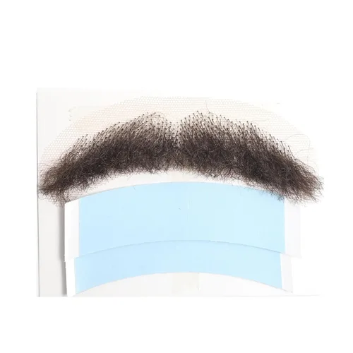 Vista 3 de Barba falsa Pelo de fibra sintética con encaje a mano, bigote realista para disfraz de adulto, 1 pieza de barba falsa (marrón)