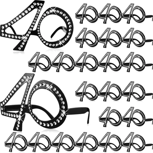 Vista 10 de Huwena 24 Pairs Birthday Glasses Number Crystal Frame Costume Sunglasses Novelty Eyewear Photo Booth Props Party Favors