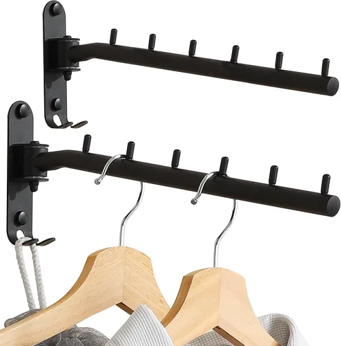 Vista 16 de Alise Estante de secado montado en la pared, percheros giratorios de acero inoxidable, ahorro de espacio, estante de secado de pared de ropa