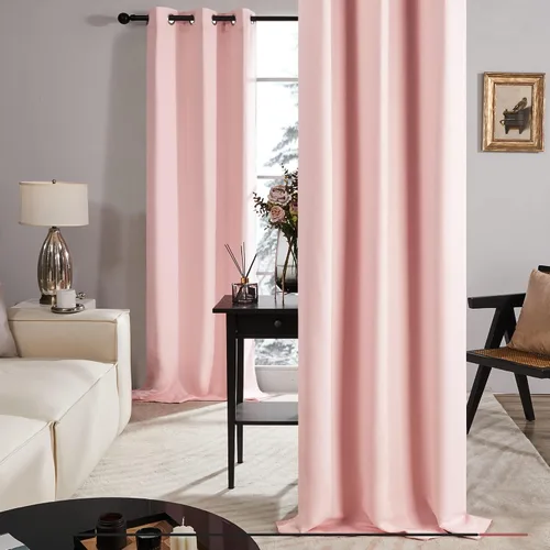 Vista 287 de Deconovo Cortinas opacas 100% con forro negro, cortinas con ojales aisladas térmicamente que reducen el ruido, doble capa para oscurecer