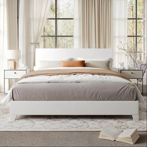 Vista 7 de IMUsee Base de cama tamaño matrimonial con cabecera tapizada de lino ajustable, base de colchón con listones de madera resistentes, fácil montaje