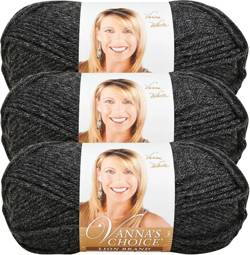 Vista 71 de Lion Brand Yarn (1 madeja) Hilo Vanna's Choice, mármol gris