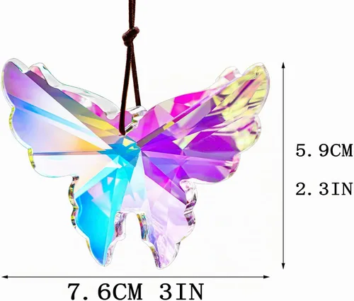 Vista 6 de 2.992 in AB Crystal Butterfly Prism Suncatcher Window Hanging Decor Mariposa