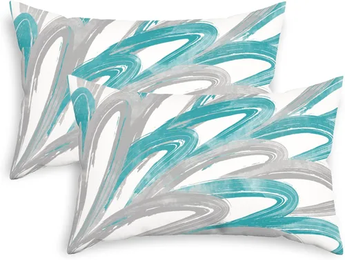 Vista 28 de CaliTime Juego de 2 fundas de almohada decorativas de vellón de dos tonos con plumas abstractas para sofá, cama, decoración de casa rural, 16 x 16