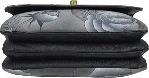 Vista 4 de Anna by Anuschka Bolso cruzado de cuero con solapa de triple compartimento para mujer
